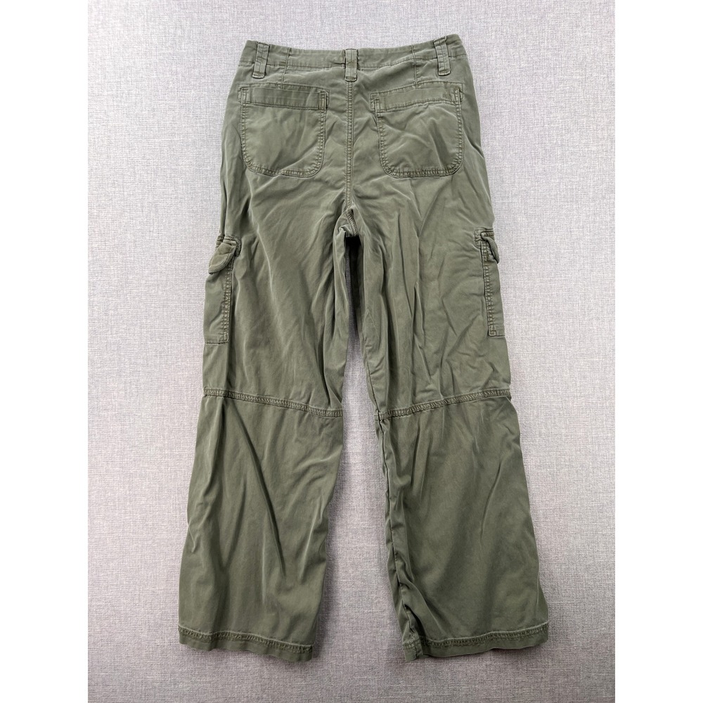 American Eagle Super High Rise Baggy Wide Leg Cargo Pants Women 8 Olive Green - Picture 2 of 13